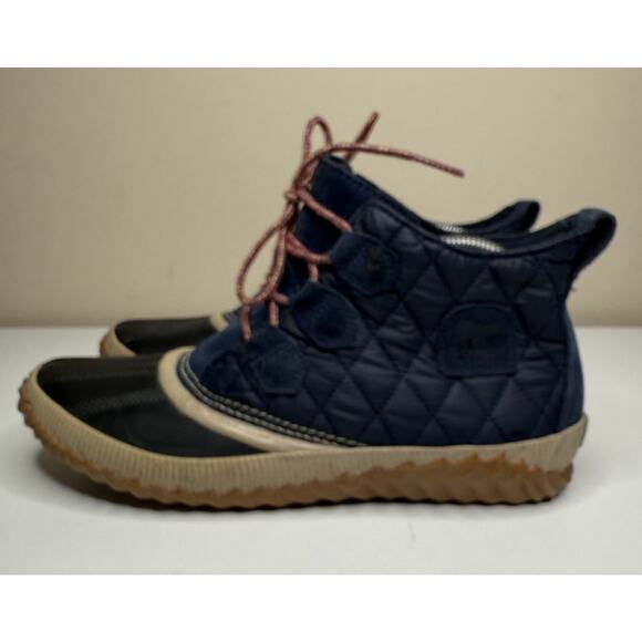 Sorel Out N About Plus Duck Boot Womens 11 Blue Quilted Waterproof Suede Lace Up - Picture 1 of 11